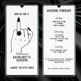 Funny Ring Finger Bachelorette Helg Itinerary Inbjudningar