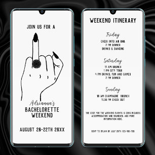 Funny Ring Finger Bachelorette Helg Itinerary Inbjudningar