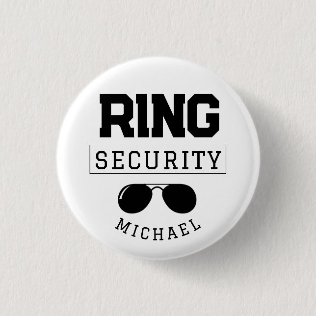 Funny Ring Security Wedding Favor Kid Knapp (Framsida)