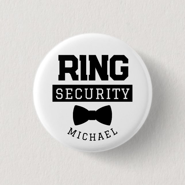 Funny Ring Security Wedding Favor Kid Knapp (Framsida)