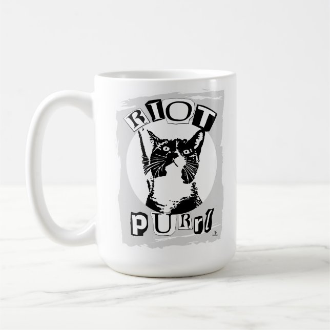 Funny Riot Purrul Girl Punk Cat Design Kaffemugg (Vänster)