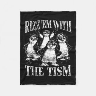 Funny rizz em with the tism retro penguin meme fleecefilt