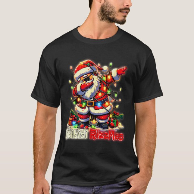 Funny Rizz Santa Claus Dabbing Christmas Skibidi R T Shirt (Framsida)