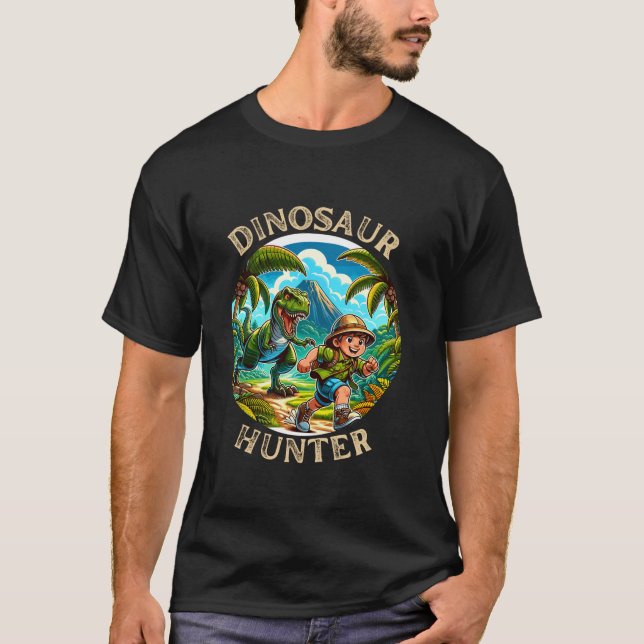 Funny Roarsome dinosaur-jägare T children tonåring Shirt (Framsida)