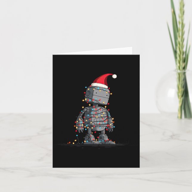 Funny Robot Christmas Graphics Lights Lover Long S Kort (Framsida)