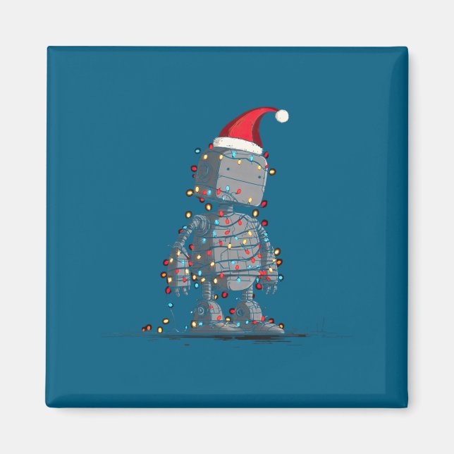 Funny Robot Christmas Graphics Lights Lover Long S Magnet (Framsidan)
