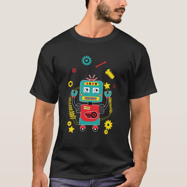 Funny Robot Juggling Verktyg Robots T Shirt (Framsida)