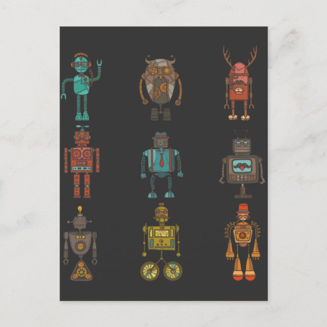 Funny Robot Technology Computer Science Children Vykort (Framsida)