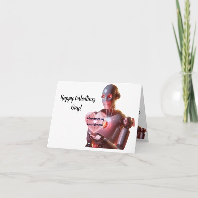 Funny Robot ThLED Valentines day Card Kort (Framsida)
