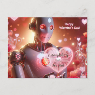 Funny Robot Valentines day Vykort
