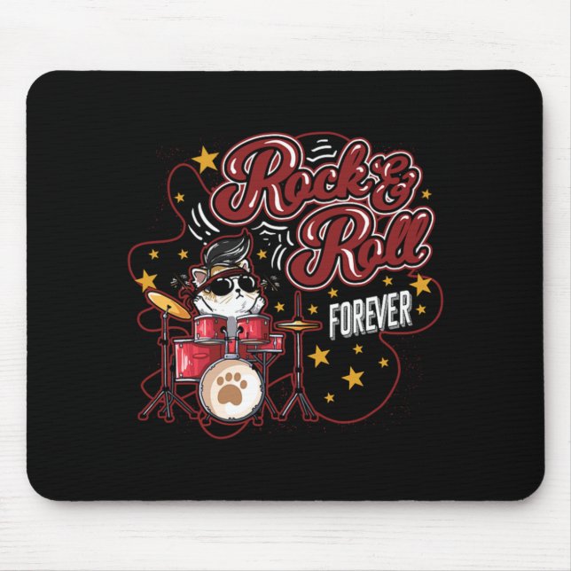 Funny Rock n Roll Forever Coola Drummer Cat Musmatta (Framsidan)
