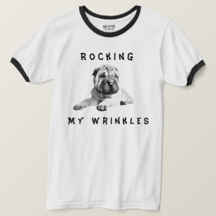 Funny Rocking My Wrinkles Shar-Pei Manar-Shirt T Shirt