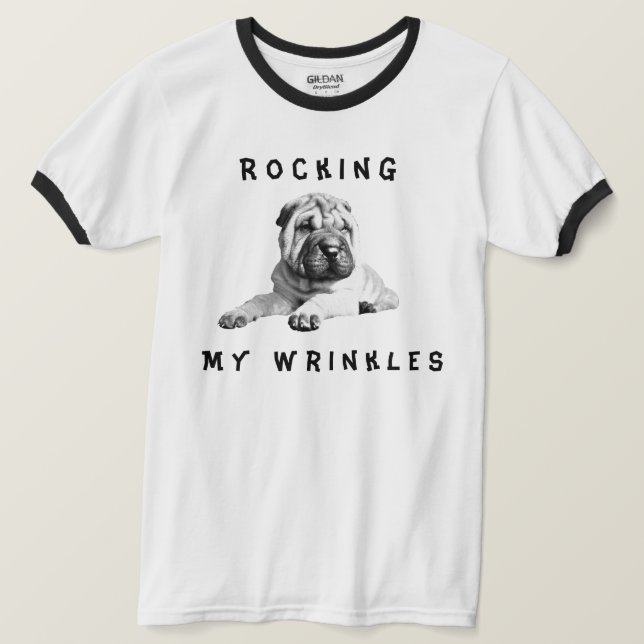 Funny Rocking My Wrinkles Shar-Pei Manar-Shirt T Shirt (Design framsida)