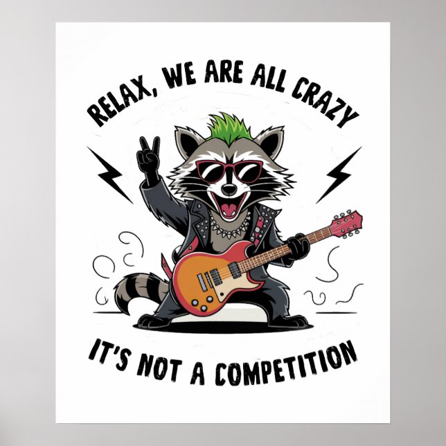 Funny Rocking Racoon Poster (Framsidan)