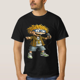 Funny Rockstar Cartoon Character Graphic T-Shirt 