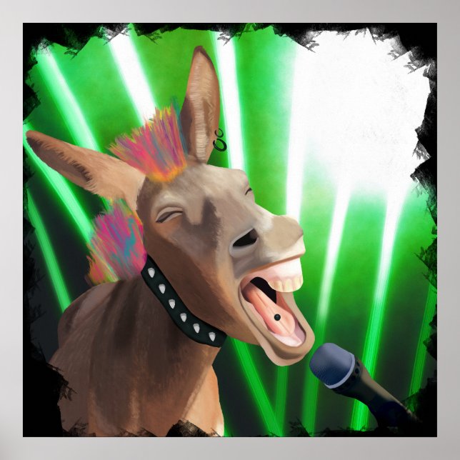 Funny Rockstar Donkey Poster (Framsidan)