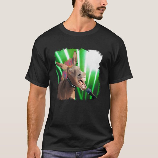 Funny Rockstar Donkey T Shirt (Framsida)