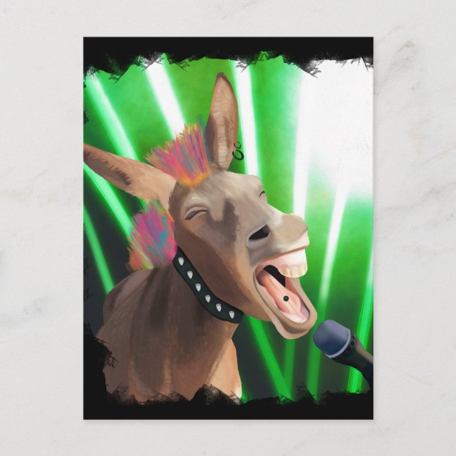 Funny Rockstar Donkey Vykort (Framsida)