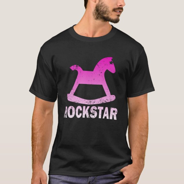 Funny Rockstar Rocking Horse Pullover Hoodie T Shirt (Framsida)