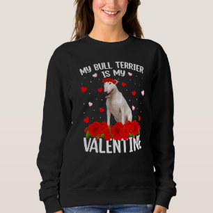 Funny Röd ros Flower Heart Bull Terrier Hund Valen T Shirt