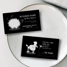 Funny Roligt Pet Grooming Black White Anpassningsb Visitkort