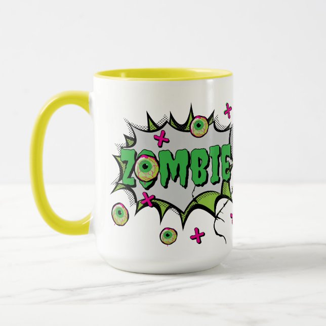 Funny Roligt Zombie Pop Art Mugg (Vänster)