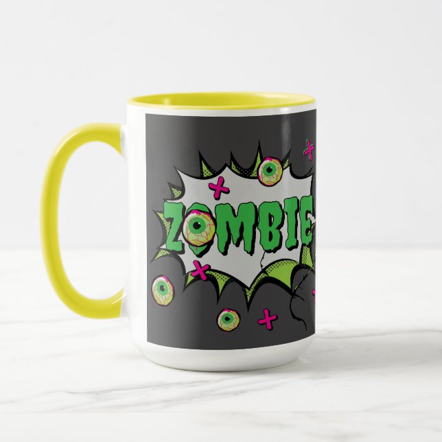 Funny Roligt Zombie Pop Art Mugg (Vänster)