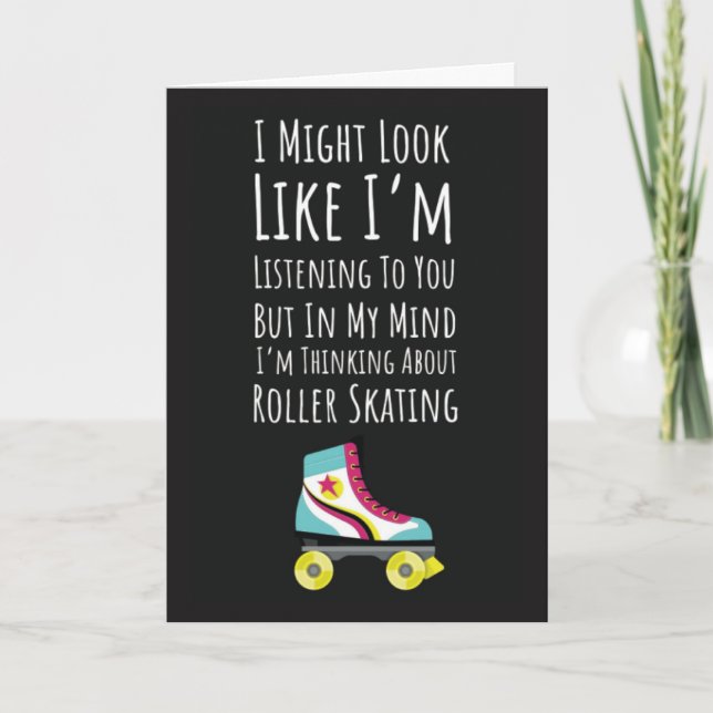 Funny Roller Skating Cards Skate Skater For Her Kort (Framsida)