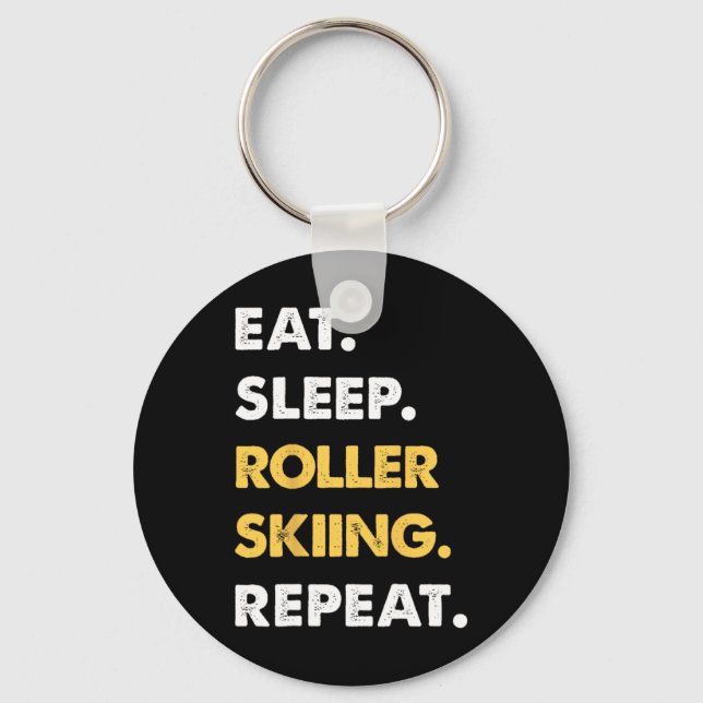 Funny Roller-skiing Apparel Eat Sleep Roller-skiin Nyckelring (Framsida)