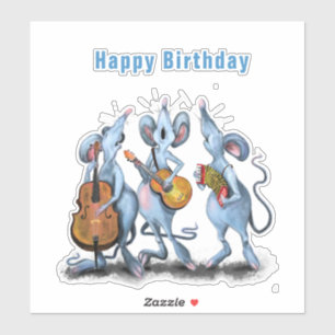 Funny Romantic Mouse Band - Grattis på födelseda Klistermärken