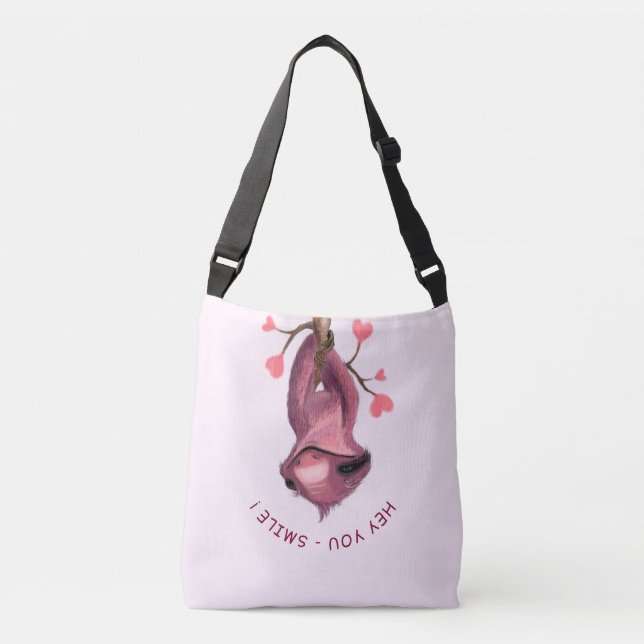 Funny Romantic Sloth Crossbody Bag Smile Axelväska (Framsida)