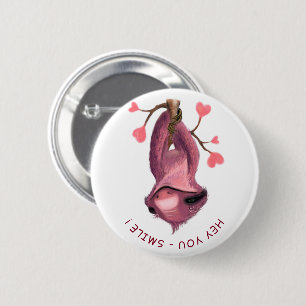 Funny Romantic Sloth Smile Button Knapp