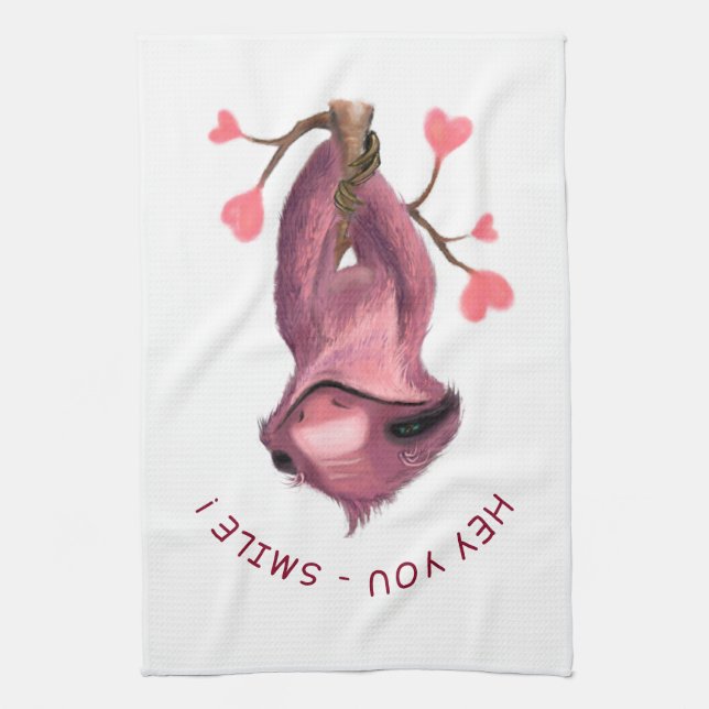 Funny Romantic Sloth Smile Kitchen Towel Kökshandduk (Vertikal)