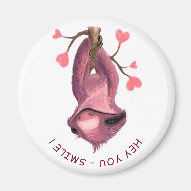 Funny Romantic Sloth Smile Magnet (Framsidan)