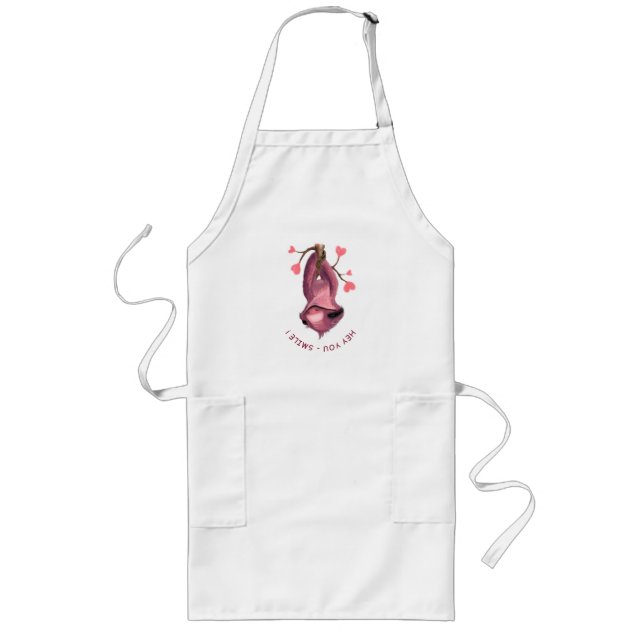 Funny Romantic Sloth Smile Playful Apron Långt Förkläde (Framsidan)