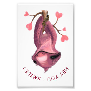 Funny Romantic Sloth Smile Tecknad - Anpassade Fototryck