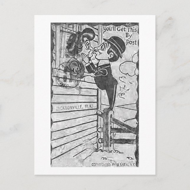 Funny Romantic Vintage Postcard Jacksonville Fla Vykort (Framsida)