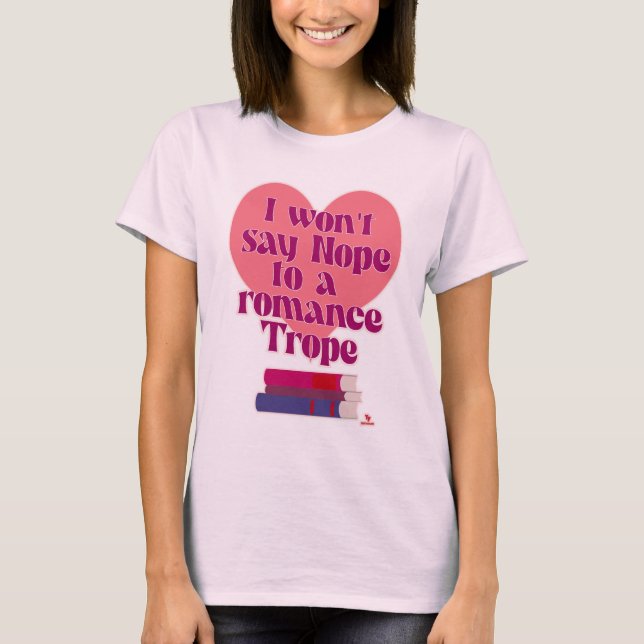 Funny Romantik Trope Reading Slogan T Shirt (Framsida)