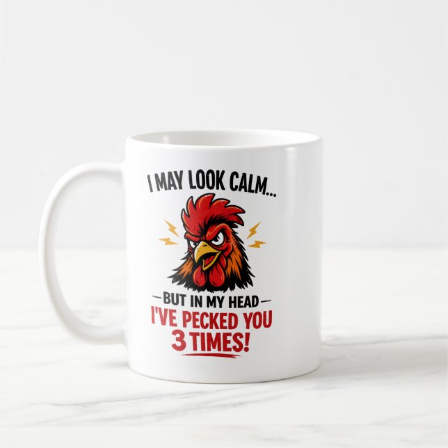 Funny Rooster Coworker Mug | I May Look Calm Kaffemugg (Vänster)