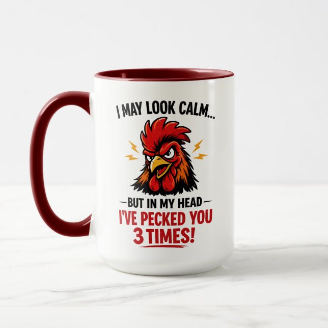 Funny Rooster Coworker Mug | I May Look Calm Mugg (Vänster)