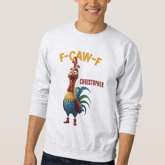 Funny Rooster • Custom Name Lång Ärmad Tröja (Framsida)
