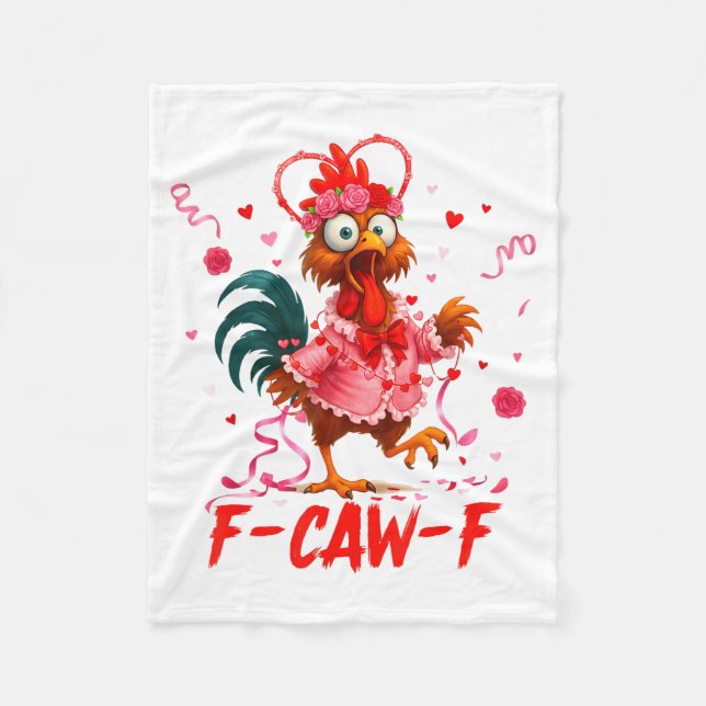 Funny Rooster F-caw-f Valentines Day Chicken Fcawf Fleecefilt (Framsidan)