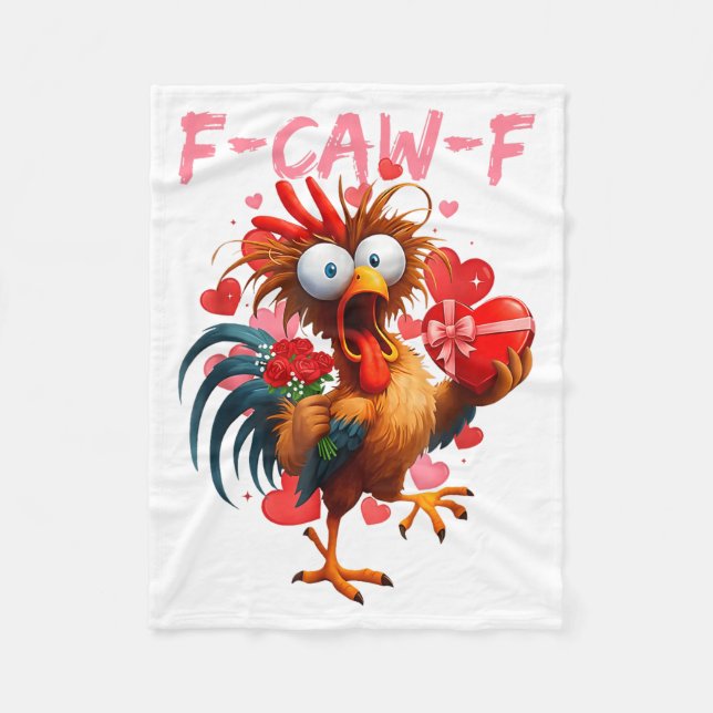Funny Rooster F-caw-f Valentines Day Chicken Fcawf Fleecefilt (Framsidan)