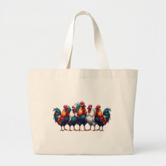 Funny Rooster Tote Bag with Sunglasses Jumbo Tygkasse