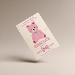 Funny Rosa Bear Girl Birthday-inbjudan Inbjudningar