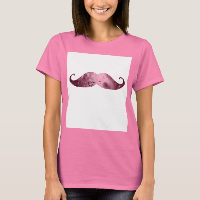 Funny Rosa Bling Mustache Tee (Framsida)
