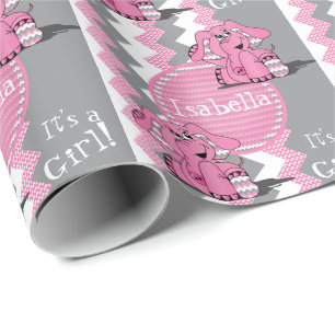 Funny Rosa Chevron Elephant - Anpassa Presentpapper