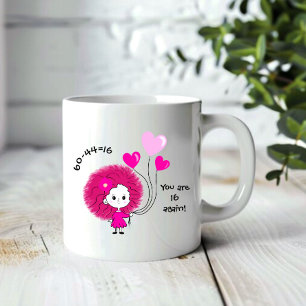 Funny rosa dam med ballonger jumbo mugg