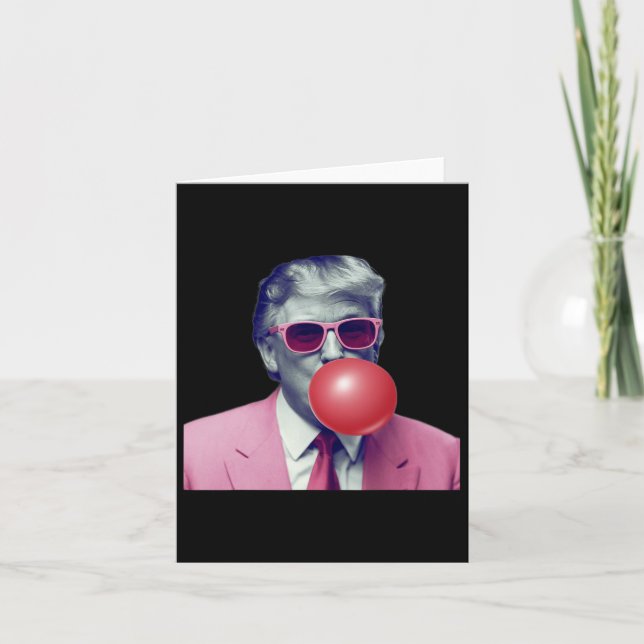 Funny Rosa Donald Trump Bubble Gum Yum Tee Kort (Framsida)