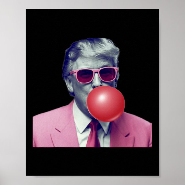 Funny Rosa Donald Trump Bubble Gum Yum Tee Poster (Framsidan)